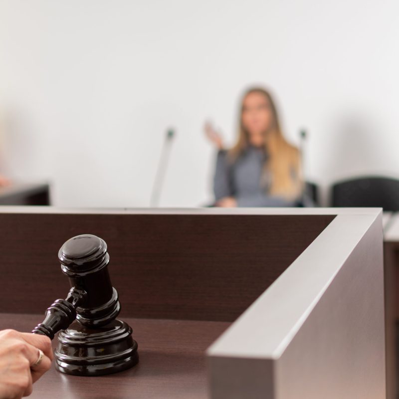 A closeup shot of a lawyer who made his decision in the court